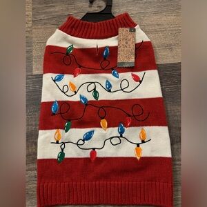NWT Paw & Tail Red Sweater Holiday Lights Dog Vest Christmas outfit Medium